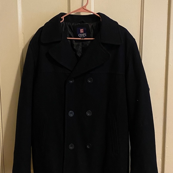 Chaps Navy Blue Pea Coat - Picture 1 of 5